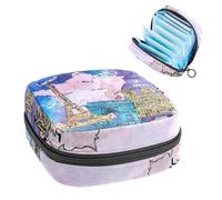 Borsa portaoggetti per assorbenti igienici, sacchetto mestruale per coppette mestruali, organizer per assorbenti femminili, mappa ad acquerello della Francia