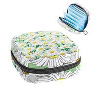 Borsa portaoggetti per assorbenti igienici, sacchetto mestruale per coppette mestruali, organizer per assorbenti femminili, fiori di camomilla acquerello
