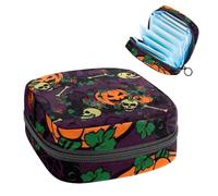 Borsa portaoggetti per assorbenti igienici, sacchetto mestruale per coppette mestruali, organizer per assorbenti femminili, teschio gotico con ossa e zucca di Halloween