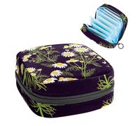 Borsa portaoggetti per assorbenti igienici, sacchetto mestruale per coppette mestruali, organizer per assorbenti femminili, camomilla selvatica con foglie verdi