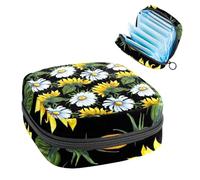 Borsa portaoggetti per assorbenti igienici, sacchetto mestruale per coppette mestruali, organizer per assorbenti femminili, girasoli acquerello e camomilla