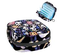 Borsa portaoggetti per assorbenti igienici, sacchetto mestruale per coppette mestruali, organizer per assorbenti femminili, divertente Halloween zucca teschio osso