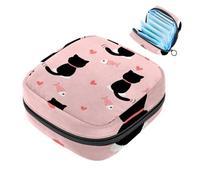 Borsa portaoggetti per assorbenti igienici, simpatico cartone animato Cat-1077, borsa per kit per il primo ciclo mestruale per ragazze e donne, sacchetto per coppetta mestruale femminile borse per