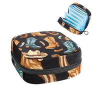 Borsa portaoggetti per assorbenti igienici, stile cowboy, retrò, stivali, cappello, borsa per assorbenti mestruali, per donne, scuola, ufficio