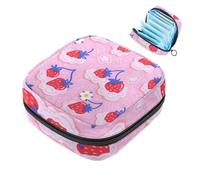 Borsa portaoggetti per assorbenti igienici, Strawberry-373, con cerniera, borsa per mestruazioni femminili per ragazze adolescenti