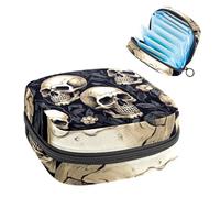 Borsa portaoggetti per assorbenti igienici, teschio di Halloween, 883, borsa per kit per il primo periodo per ragazze e donne, sacchetto per coppetta mestruale femminile borse per tamponi mestruali