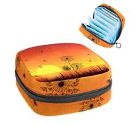 Borsa portaoggetti per assorbenti igienici, tramonto in riva al mare, dente di leone, blowball, borsa per il primo periodo per ragazze e donne, sacchetto per coppette mestruali femminili borse per
