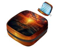 Borsa portaoggetti per assorbenti igienici, tramonto sulla superficie dell'acqua per il primo periodo del kit per ragazze e donne, sacchetto per coppette mestruali femminili borse per tamponi