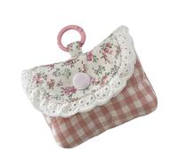 Borsa portaoggetti per cuffie per ragazze e donne borsa cambiamento cavo dati stampa floreale pizzo moneta pizzo cuffia stampa floreale cambiamento piccolo portafoglio, B, Taglia unica