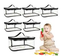 Borsa Portaoggetti Per Da Costruzione - Set Di Sacchetti Trasparenti Con Cerniera Da 6 Pezzi Con Maniglia | Custodia Da Viaggio In PVC Per L'organizzazione Di Giocattoli, Giochi Da Tavolo, Art