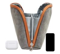 Borsa portaoggetti per dispositivi elettronici, custodia per cavi, accessori digitali, borsa multiuso per cellulare, tasca da viaggio per cuffie, cavo, Grigio Marrone, 9.45x2.36x5.31 inches, Unisex