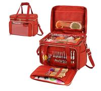 Borsa portaoggetti per filati, portatile, per lavori artigianali, borsa per maglieria con divisore interno, per donne, mamme, amanti del mestiere, attrezzi, ganci, aghi, casa e viaggio, Rosso,