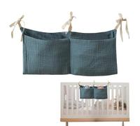 Borsa portaoggetti per il comodino del bambino - Organizer compatto 38x18 cm, contenitore da appendere in garza di cotone, portaoggetti portatile per la cameretta con design in tessuto morbido = Uso q