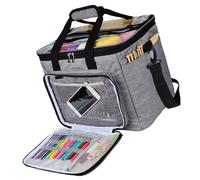 Borsa portaoggetti per lana, borsa a maglia, per lavori a maglia, uncinetto, fili di filo, ferri da maglia (grigio chiaro)