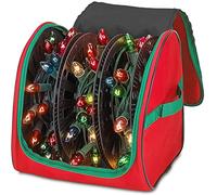 Borsa Portaoggetti Per Luci Di Natale Di Alta Qualità - Materiale Antistrappo 600D/PVC Interno Con Manici Rinforzati - Con 3 Bobine, Contiene Fino a 375 Piedi Di Mini Luci Per Alberi Di Natale, Rosso