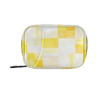 Borsa portaoggetti per medicine con motivo a scacchi giallo chiaro e bianco con scomparti staccabili attaccabile settimanalmente organizer per pillole per borsa