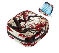 Borsa portaoggetti per sanitari, supporto per assorbenti per allattamento, borse mestruali con cerniera, albero e fiore, 32 organizer per assorbenti mestruali femminili