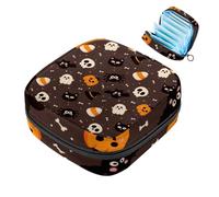 Borsa portaoggetti per sanitari, supporto per assorbenti per allattamento, borse mestruali con cerniera Happy Halloween zucca gatto fantasma 664 organizer per assorbenti mestruali femminili
