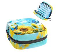 Borsa portaoggetti per sanitari, supporto per assorbenti per allattamento, borse mestruali con cerniera, farfalle volanti tra il girasole mestruale femminile organizer per tamponi mestruali