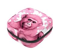 Borsa portaoggetti per sanitari, supporto per assorbenti per allattamento, borse mestruali con cerniera, scimmia rosa, orangutan-10, organizer per tamponi mestruali femminili