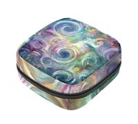 Borsa portaoggetti per sanitari, supporto per assorbenti per allattamento, borse mestruali con cerniera ciano astratto che scorre enigmatico turbinio texture femminile mestruale Pad organizzatore