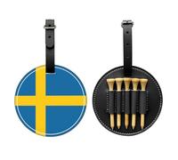 Borsa portaoggetti per tee da golf con bandiera svedese, design portatile, facile da organizzare, Nero, One Size