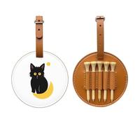 Borsa portaoggetti per tee da golf con gatto nero e luna, facile da trasportare e più efficiente nel giocare a golf