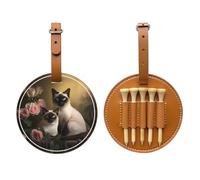 Borsa portaoggetti per tee da golf con gatto siamese seduto, facile da trasportare e più efficiente nel giocare a golf