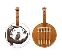 Borsa portaoggetti per tee da golf con gufo sotto il cielo stellato, facile da trasportare e più efficiente nel giocare a golf