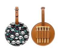 Borsa portaoggetti per tee da golf con stampa di panda nera, design portatile, facile da organizzare, Marrone, One Size