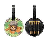 Borsa portaoggetti per tee da golf con stampa nera con scoiattolo dei cartoni animati, design portatile, facile da organizzare, Nero, One Size