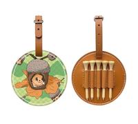 Borsa portaoggetti per tee da golf con stampa nera con scoiattolo dei cartoni animati, design portatile, facile da organizzare, Marrone, Taglia unica