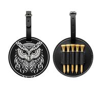 Borsa portaoggetti per tee da golf con stampa speciale con disegno astratto con gufo, design portatile con fibbia da, Nero , Taglia unica, Valigia