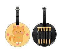 Borsa portaoggetti per tee da golf con stampa speciale con gattino in stile cartone animato, design portatile con fibbia da appendere, Nero , Taglia unica, Valigia