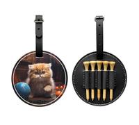 Borsa portaoggetti per tee da golf con stampa speciale gatto persiano, design portatile con fibbia da appendere, Nero , Taglia unica, Valigia