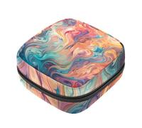 Borsa portaoggetti per tovaglioli igienici, acquerello astratto che scorre texture marmo borsa per il primo periodo kit borsa per ragazze donne, sacchetto per tazza mestruale sacchetti per tamponi