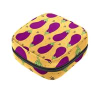 Borsa portaoggetti per tovaglioli igienici, viola melanzana con motivo vegetale per il primo ciclo mestruale, borsa per ragazze e donne, sacchetto per coppette mestruali femminili sacchetti per