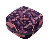 Borsa portaoggetti per tovaglioli igienici, viola melanzana con motivo vegetale per il primo ciclo mestruale, borsa per ragazze e donne, sacchetto per coppette mestruali femminili sacchetti per