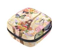 Borsa portaoggetti per tovaglioli igienici, viola melanzana con motivo vegetale per il primo ciclo mestruale, borsa per ragazze e donne, sacchetto per coppette mestruali femminili sacchetti per