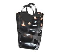 Borsa portaoggetti per vestiti sporchi con stampa di pietre misteriose nere, cesto portabiancheria portatile per dormitorio/camera da letto/lavanderia