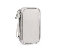Borsa Portaoggetti Portatile A Due Piani per Prodotti Digitali - Organizer da Viaggio per Cavi USB, Cuffie e Accessori Grigio