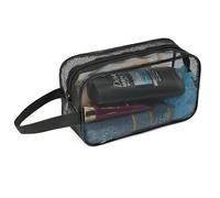 Borsa portaoggetti portatile in rete da doccia, ad asciugatura rapida, da appendere, leggera, impermeabile, da viaggio, ideale per palestra, campeggio, dormitorio e uso all'aperto, A-Nero, Classico