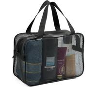 Borsa portaoggetti portatile in rete da doccia, ad asciugatura rapida, da appendere, leggera, impermeabile, da viaggio, ideale per palestra, campeggio, dormitorio e uso all'aperto, B-nero, Classico