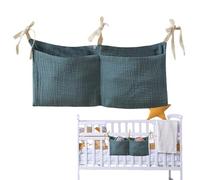 Borsa portaoggetti portatile per culla - Organizer per pannolini da comodino in garza di cotone | Portabottiglie da appendere e portaoggetti essenziali per la cameretta, per culla, box e viaggi a casa