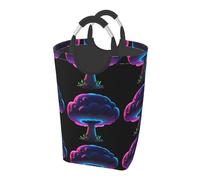 Borsa portaoggetti quadrata con funghi al neon da 50 l, adatta per più scene, cestino pieghevole per vestiti sporchi.