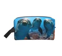 Borsa portaoggetti vintage con stampa piramide egiziana, borsa da viaggio resistente, accessorio da viaggio in tela per tutti i giorni, palestra e viaggi, Divertente delfino guardando a te, taglia