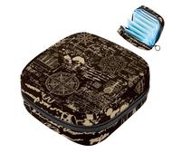Borsa portaoggetti vintage World Nautical Anchor Compass per assorbenti igienici, grande tasca mestruale con cerniera, borsa per assorbenti mestruali, per ragazze e donne