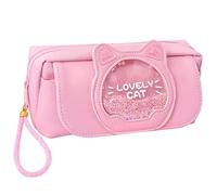 Borsa portapenne Astuccio for matite Cute Quicksand Cat Pencil Bag Tre strati Astuccio for penna grande Borsa for cancelleria for ragazze Kawaii Borsa for penna con animali dei cartoni animati Astucci