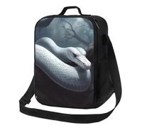 Borsa portapranzo a forma di serpente bianco, per donne e uomini, riutilizzabile, isolata, a prova di perdite, con tracolla regolabile, graziosa borsa per il pranzo per adulti