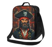 Borsa portapranzo a tema Capitano dei pirati, per donne e uomini, riutilizzabile, isolata, a prova di perdite, con tracolla regolabile, graziosa borsa per il pranzo per adulti
